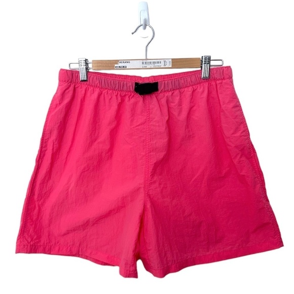 Vintage 90s Shorts Hot Pink Barbie Nylon Shorts Denver Haynes Retro Festival - Picture 1 of 13